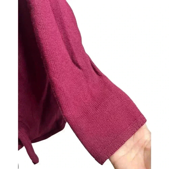 J.Jjill Pure Jill Medium Maroon Cotton/Wool Blend Sweater Front Tie Detail - Picture 5 of 8